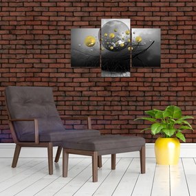 Tabloul cu bile abstracte aurii (90x60 cm)