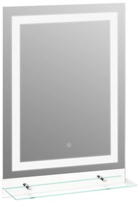 kleankin Oglinda de Baie LED touch cu raft modern pentru bai turcesti