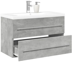 vidaXL Set mobilier de baie, 2 piese, gri beton, lemn compozit