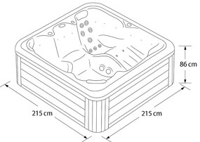 Minipiscina alb lucios cu LED si sistem audio, 6 persoane, 215x215 cm, Wellis, Venus