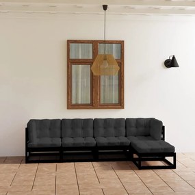 vidaXL Set mobilier grădină cu perne, 5 piese, lemn masiv pin