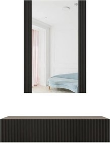 Masa de toaleta PAFOS, negru, PAL laminat, cu oglinda, 80x42x17 cm
