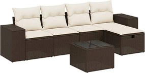 vidaXL Set canapele de grădină cu perne, 6 piese, maro, poliratan