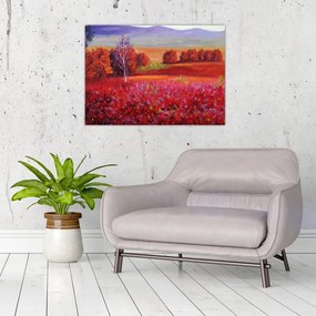 Tablou pe sticlă - Peisaj roșu (70x50 cm)
