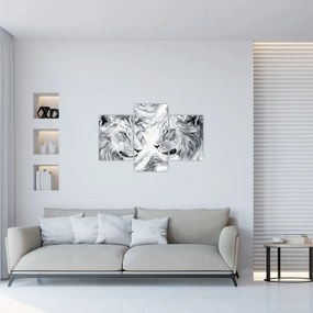 Tablou - Capete de lei desenate (90x60 cm)