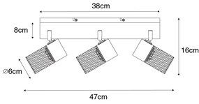 Plafoniera industriala neagra cu 3 spoturi reglabile - Jim