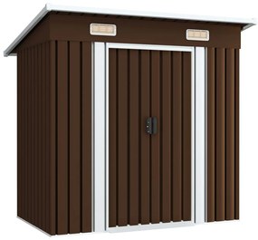 Magazie de gradina din metal , maro, 194 x 121 x 181 cm, otel