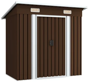 Magazie de gradina din metal , maro, 194 x 121 x 181 cm, otel