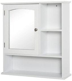 kleankin Dulap cu oglindă de perete pentru baie Dulap de depozitare pentru toaletă cu 1 ușă Niche + rafturi laterale din MDF Alb | Aosom Romania
