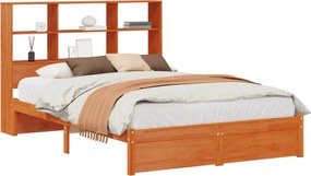 vidaXL Cadru de pat cu tablie de depozitare Maro Ceară 140 x 190 cm