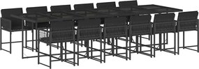 vidaXL Set mobilier de grădină cu perne, 13 piese, negru, poliratan