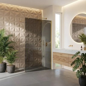 Paravan de dus Rea Flexi Grey / Brush Gold 80