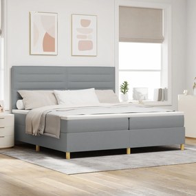 vidaXL Pat cu arcuri și saltea gri deschis 200x200 cm țesătură