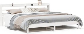 vidaXL Cadru de pat fără saltea, alb, 200x200 cm, lemn masiv pin