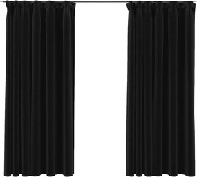vidaXL Draperii opace aspect in, cârlige, 2 buc., antracit, 140x175 cm