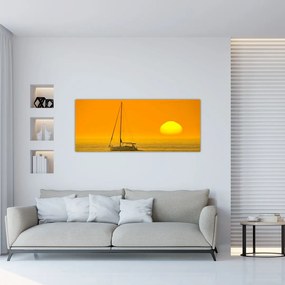 Tablou - Barca în mijlocul mării (120x50 cm)