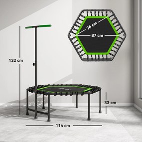 SPORTNOW Trambulină de Fitness 114x114x132 cm cu mâner reglabil în 3 nivele și cadru din oțel Verde și Negru | Aosom Romania