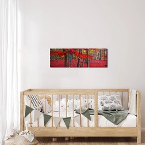 Tablou - Pădurea roșie (cu ceas) (90x30 cm)