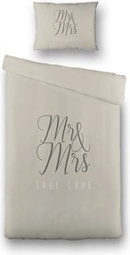 Lenjerie de pat din bumbac Mr & Mrs, bej-gri Dimensiune lenjerie de pat: 60 x 70 cm | 140 x 200 cm
