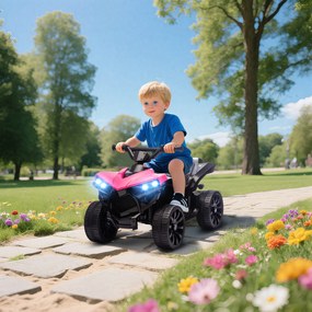AIYAPLAY Quad Electric pentru Copii 6V, ATV cu Faruri LED și Muzică, 18-56 Luni, Roz | Aosom Romania