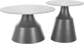 Set 2 masute ITAKA, alb/gri, ceramica/metal