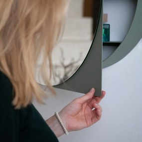 Dulap de baie verde prăfuit suspendat/cu oglindă din metal 55x55 cm Sonnet – Spinder Design