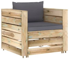 3074531 vidaXL Set mobilier de grădină cu perne, 2 piese, lemn verde tratat