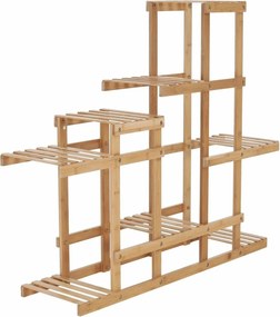 Etajera TABIA, stejar natural, bambus lacuit, 104x25x85 cm