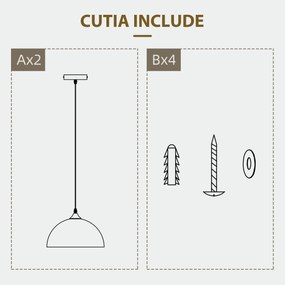 HOMCOM Lustră Suspendată Stil Industrial, Înălțime Reglabilă, Design Modern, Ø30x126 cm, Negru | Aosom Romania