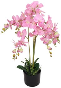 vidaXL Plantă artificială orhidee cu ghiveci, 75 cm, roz