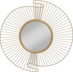 HOMCOM Oglindă Decorativă de Perete Rotundă, Design Modern cu Benzi Metalice și Ramă Plisată, Pentru Sufragerie, Dormitor și Hol, 60x60 cm, Auriu | Aosom Romania