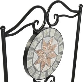 Scaun de exterior din fier forjat, cu design mozaic ceramic, stil mediteraneean, "Tesera"