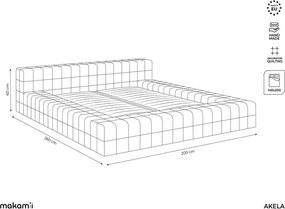 Pat matrimonial gri deschis tapițat cu somieră 140x200 cm Akela – Makamii