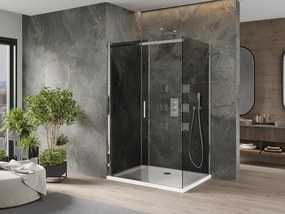Mexen Omega cabină de duș glisantă 100 x 90 cm, grafit, crom + cadă Flat, alb - 825-100-090-01-40-4010
