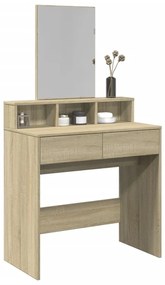 vidaXL Masă de toaletă cu oglindă, stejar sonoma, 80x41x144,5 cm