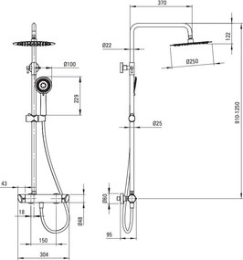 Arnika Coloana de dus cu Baterie finisaj auriu periat NAC_R1QK