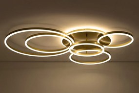 Plafoniera LED cu Telecomanda, Design Geormetric, RINGS 6 auriu