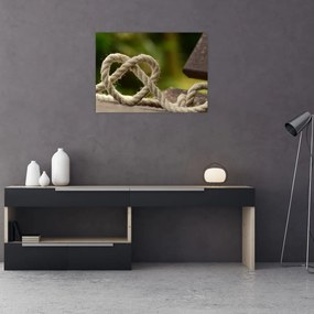 Tablou pe sticlă inima din frânghie (70x50 cm)