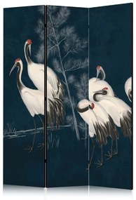 Paravan - Night gathering - cranes drawn in dry pastel, on a dark background