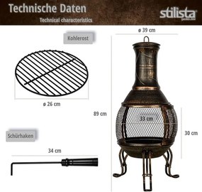 STILISTA Șemineu pentru terasă, 89 cm, bronz