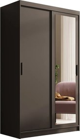 Dulap cu usi glisante si oglinda, 120x60x205 cm, Hailey 120, ADRK Furniture (Culoare: Negru / Negru)