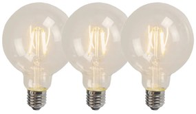 Set de 3 becuri LED cu filament E27 G95 4W 320lm 2700K