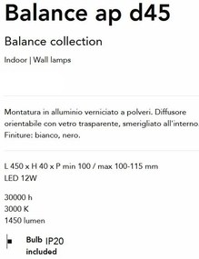 Aplica de perete Led orientabila Balance ap d45 alba