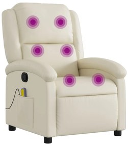 vidaXL Fotoliu de masaj rabatabil, crem, piele ecologică