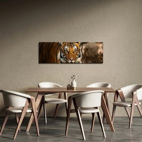 Tablou cu tigrul (cu ceas) (90x30 cm)