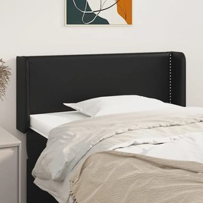 vidaXL Tăblie de pat cu aripioare negru 83x16x78/88 cm piele ecologică