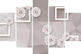 Tablou - Imagine flori bej (150x105 cm)