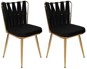 Set de scaune de sufragerie Kusakli Black andGold, 4 buc., 4 buc