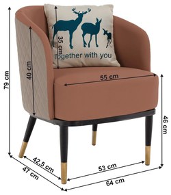 Fotoliu design, roz pudrat/ bej, KALILA