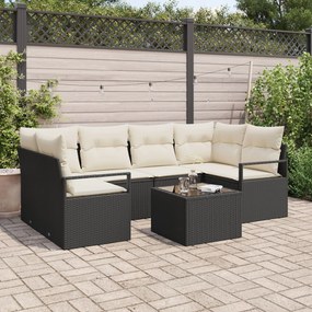 Set de Sofa de Grădină vidaXL cu Perne Negre din Poliratan